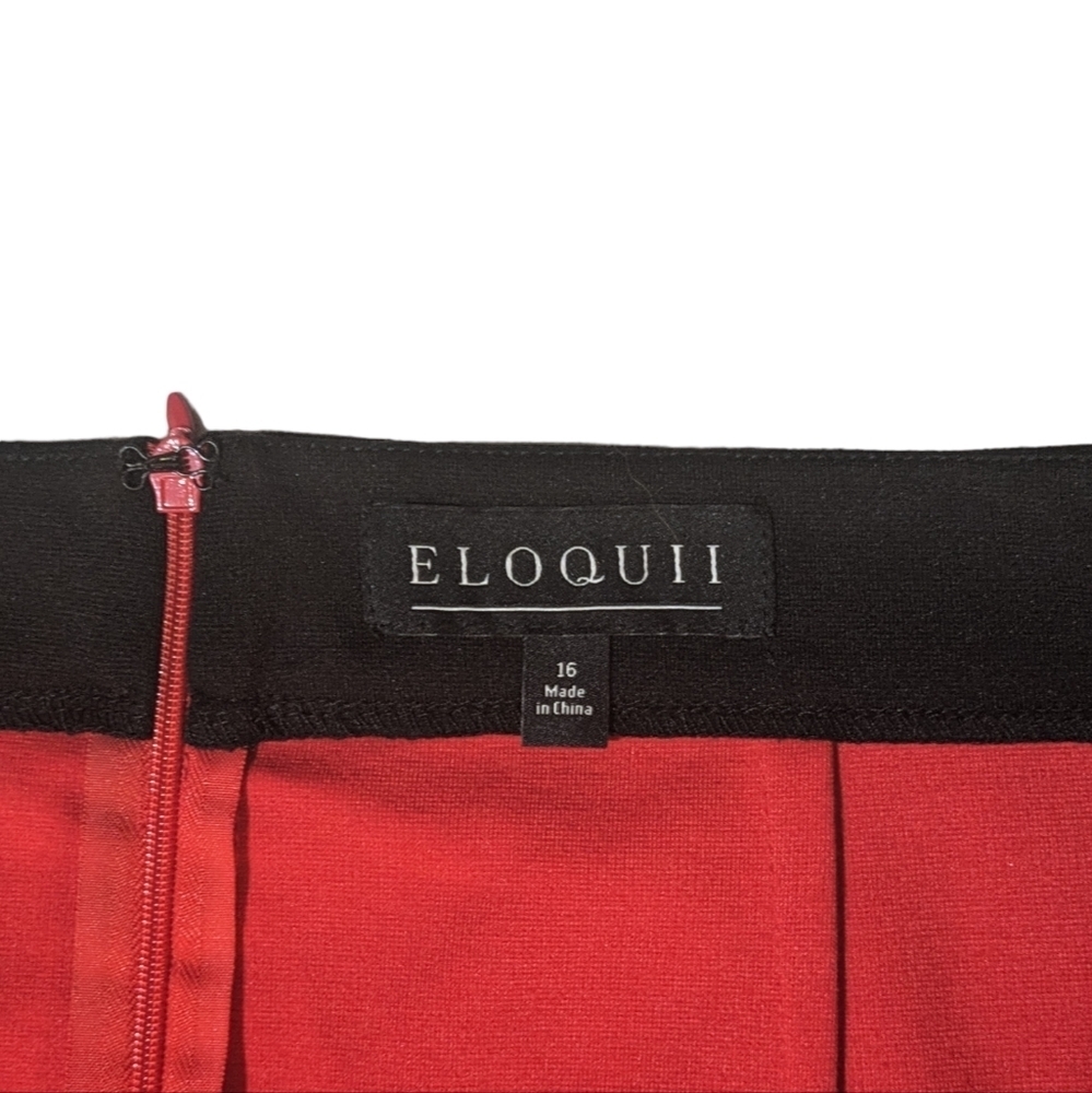 Eloquii Plus Size Colorblock Pencil Skirt 16 Red Black White Work Office - Picture 3 of 4